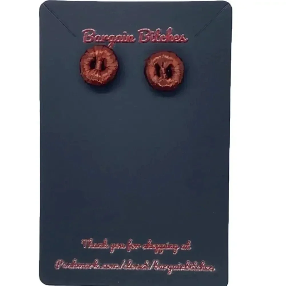New fall earrings burnt orange retro button‎ stud earrings retro preppy earrings